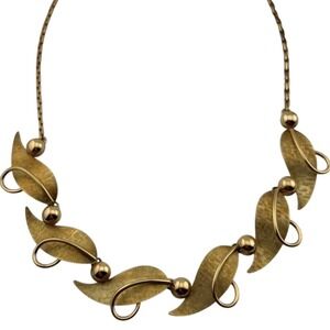 Vintage Krementz Signed Gold Tone Leaf Choker Necklace